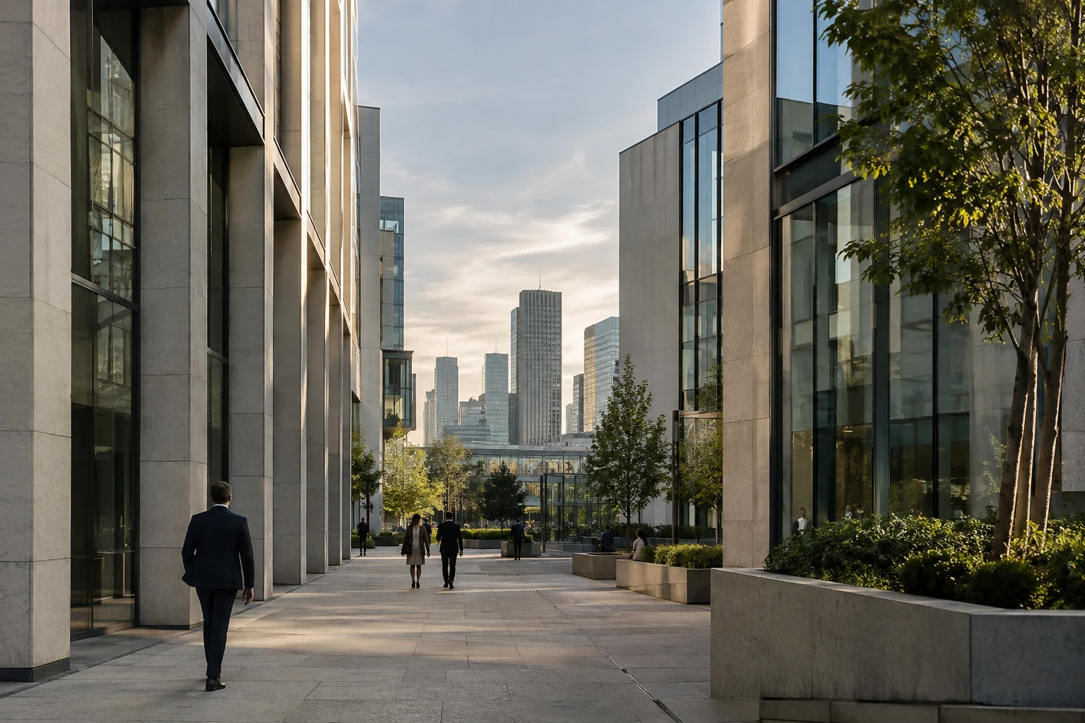 Illustrative architecture of an international business district