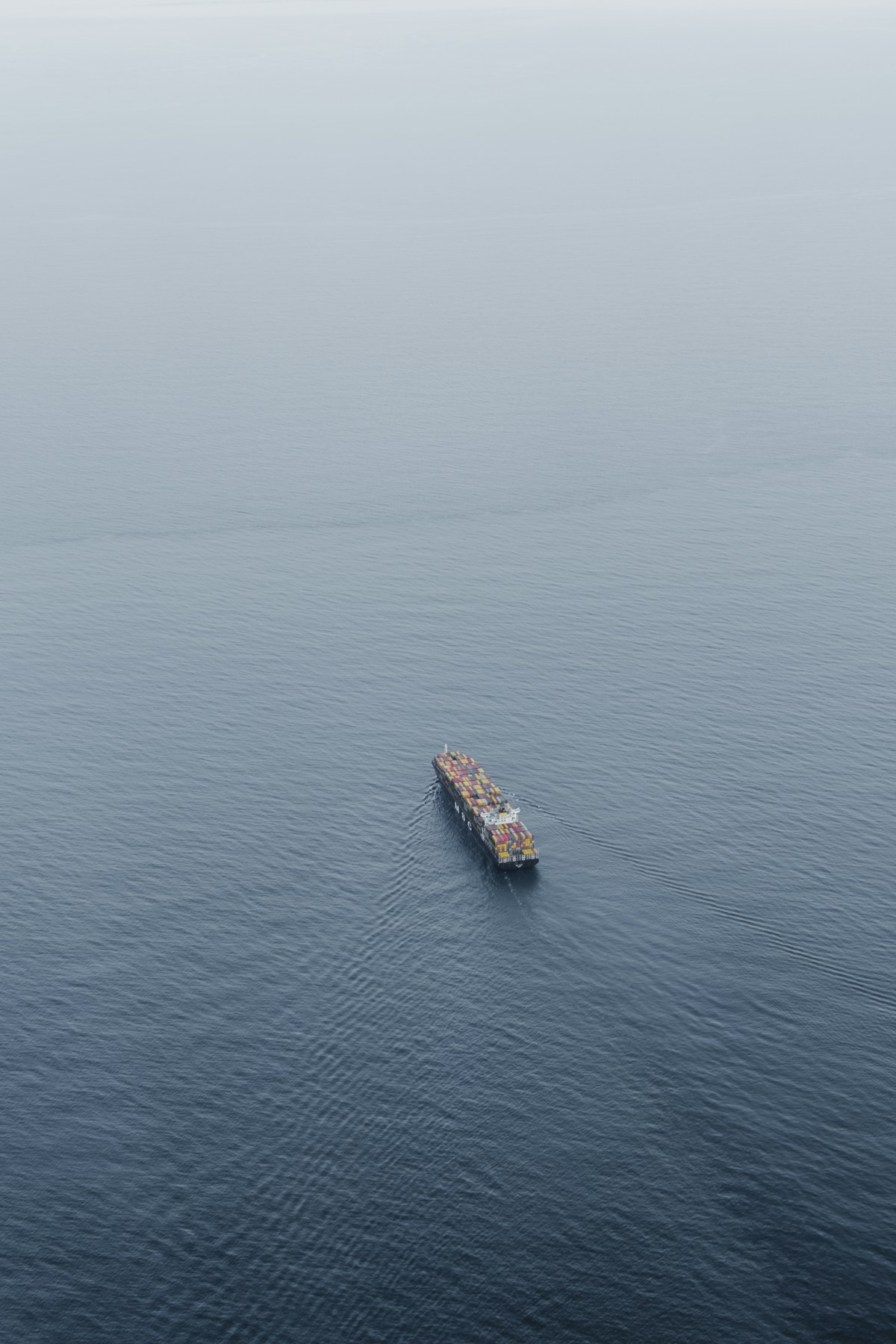A container ship navigating open water